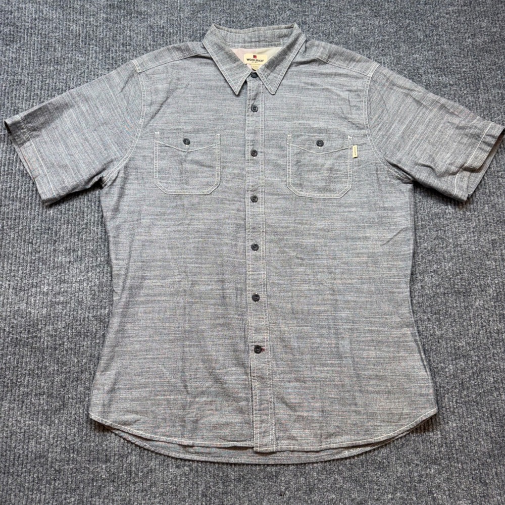Woolrich Mens XXL Button‎ Up Shirt Heather Gray Workwear Outdoor Casual Utility